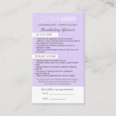 Erinnerung nach der Pflege und Ernennung Visitenkarte (Vorderseite)