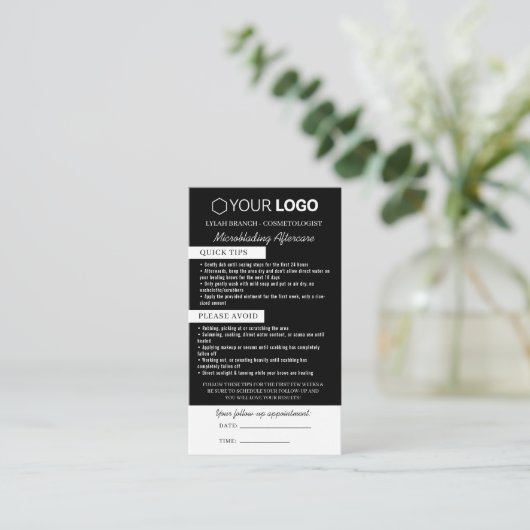 Erinnerung nach der Pflege und Ernennung Visitenkarte (Stehend Vorderseite)