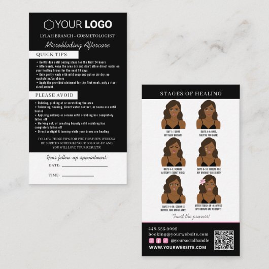 Erinnerung nach der Pflege und Ernennung Visitenkarte (Vorne/Hinten)