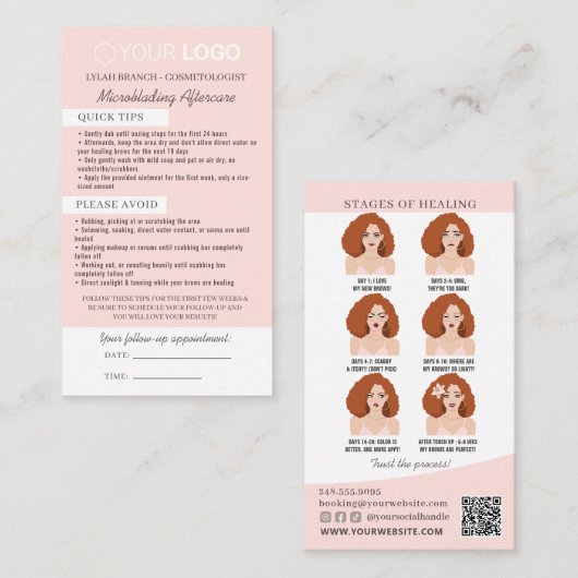 Erinnerung nach der Pflege und Ernennung Visitenkarte (Vorne/Hinten)