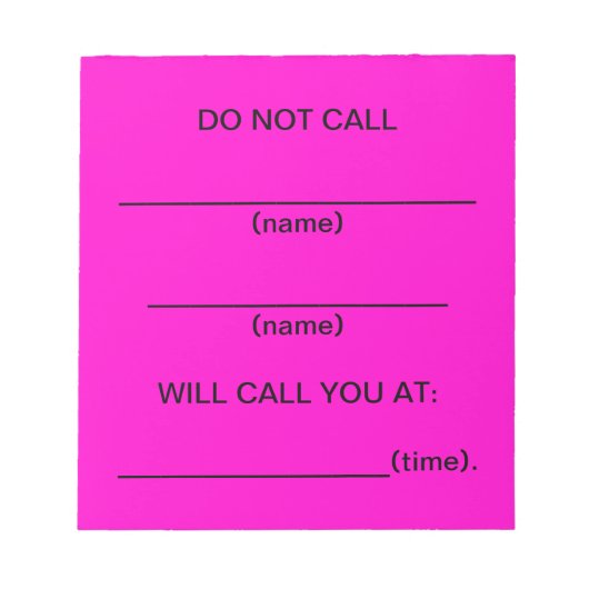 Erinnerung nicht aufrufen (rosa) notizblock (Vorderseite)