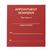 Erinnerung Notepad - Roter Text Notizblock (Vorderseite)