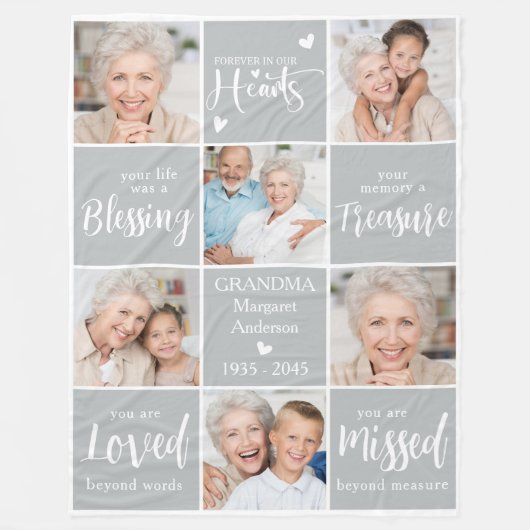 Erinnerung Personalisiert 6 Foto Collage Memorial Fleecedecke (Vorderseite)