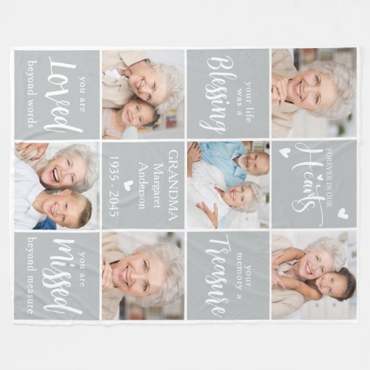 Erinnerung Personalisiert 6 Foto Collage Memorial Fleecedecke (Vorderseite (Horizontal))