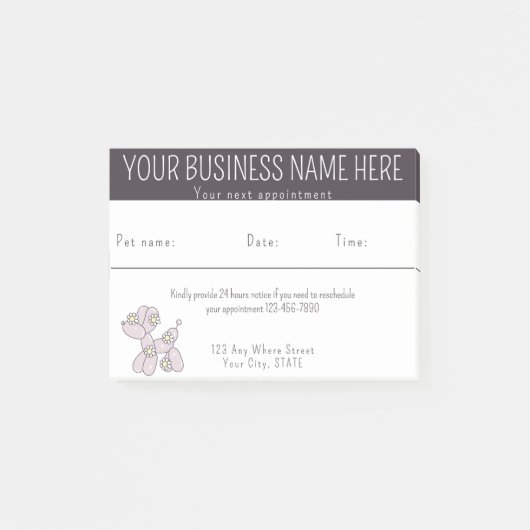 Erinnerung Pet grooming Ballonhund Post-it Klebezettel (Vorderseite)