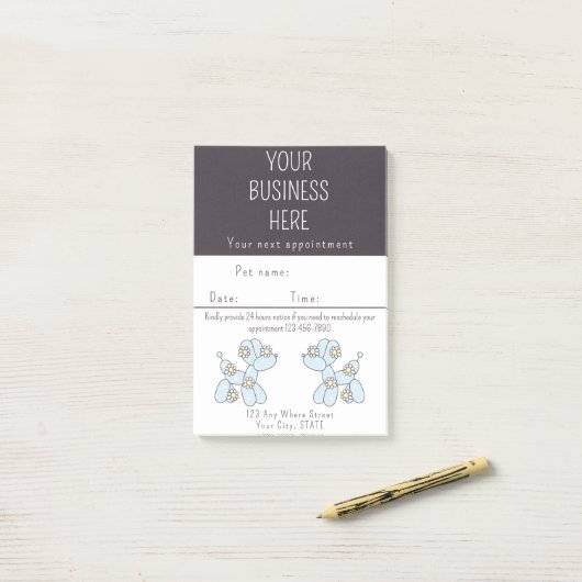 Erinnerung  Pet grooming Ballonhund Post-it Klebezettel (Auf Schreibtisch)