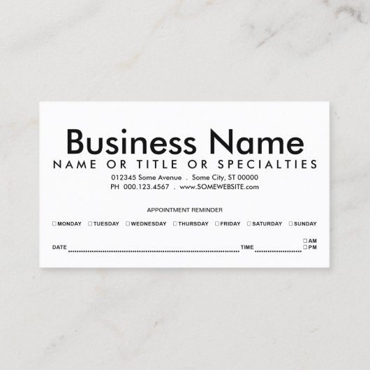 Erinnerung Terminkarte (Rückseite)