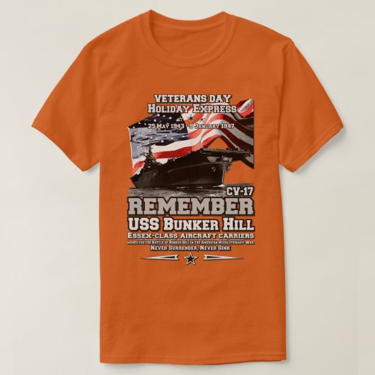 ERINNERUNG USS Bunker Hill CV17 T-Shirt (Design vorne)