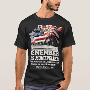 ERINNERUNG USS Montpelier CL57 Light Cruiser Veter T-Shirt