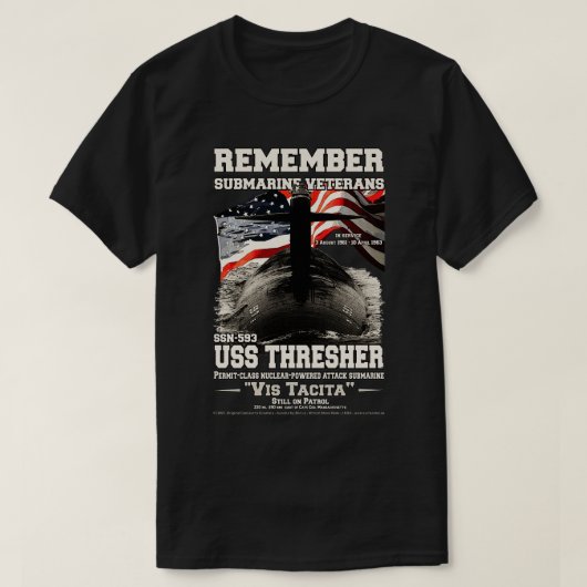 ERINNERUNG USS Thresher SSN593 T-Shirt (Design vorne)