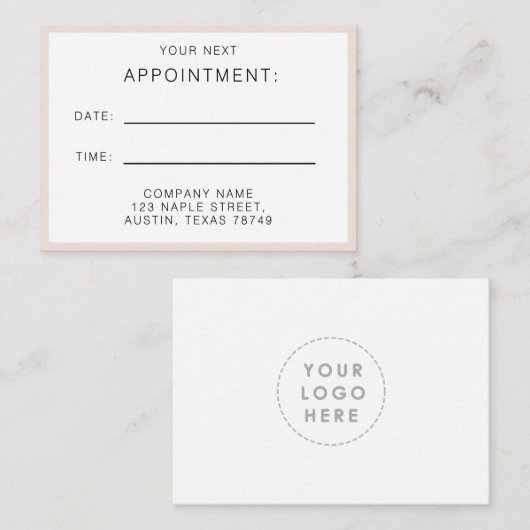 Erinnerung Visitenkarte (Vorne/Hinten)