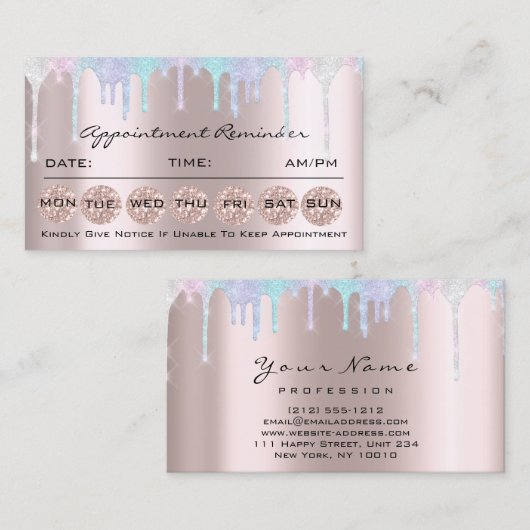 Erinnerung Visitenkarte (Vorne/Hinten)