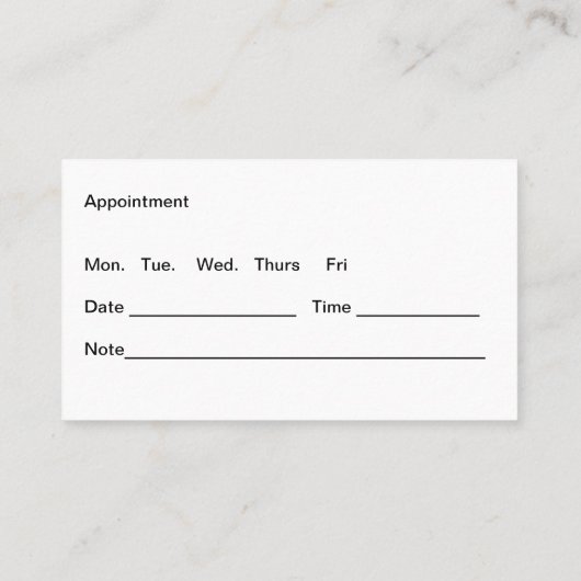 Erinnerung zur Ernennung eines Arztes Visitenkarte (Rückseite)