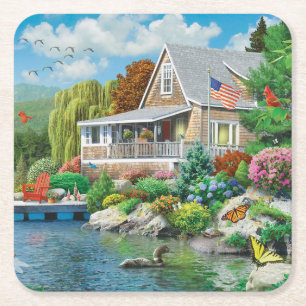 Erinnerungen am Lakeside Rechteckiger Pappuntersetzer