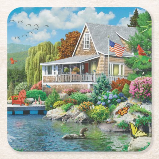 Erinnerungen am Lakeside Rechteckiger Pappuntersetzer (Vorderseite)