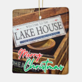 Erinnerungen am See Weihnachten Keramikornament (Links)