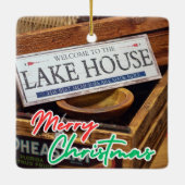 Erinnerungen am See Weihnachten Keramikornament (Rückseite)
