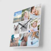 Erinnerungen der Muttertagsfamilie FotoCollage Quadratische Wanduhr (Winkel)