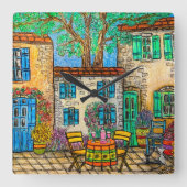 Erinnerungen der Provence-Wall-Uhr von Lisa Lorenz Quadratische Wanduhr (Vorderseite)