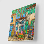 Erinnerungen der Provence-Wall-Uhr von Lisa Lorenz Quadratische Wanduhr (Winkel)
