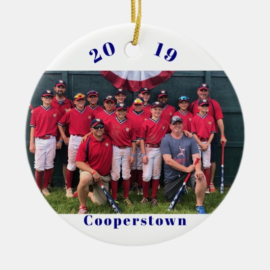 Erinnerungen des kooperierenden NY Baseball-Foto-T Keramik Ornament (Vorne)