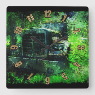 Erinnerungen einer LKW-Mauer Quadratische Wanduhr