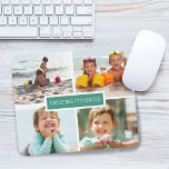 Erinnerungen erstellen FotoCollage Aquamarin Mousepad<br><div class="desc">Modernes Mauspad mit 4 Fotos auf einem Raster mit "Erinnerungen schaffen" in der Mitte über aquamarinem Hintergrund.</div>