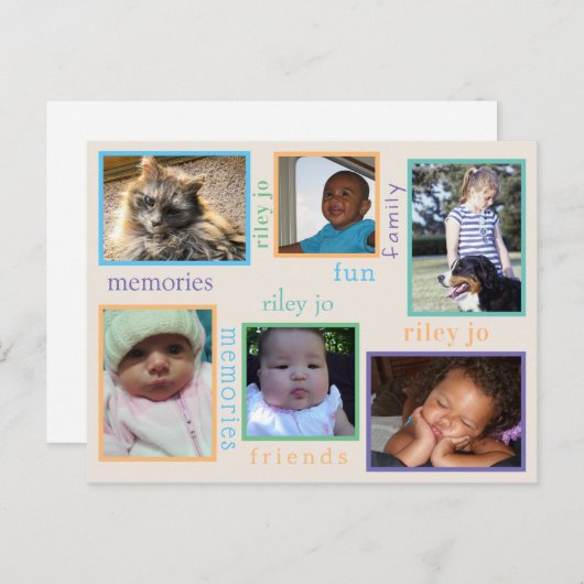 Erinnerungen Farbenfroh bei jedem Anlass 6 FotoCol Postkarte (Vorne/Hinten)