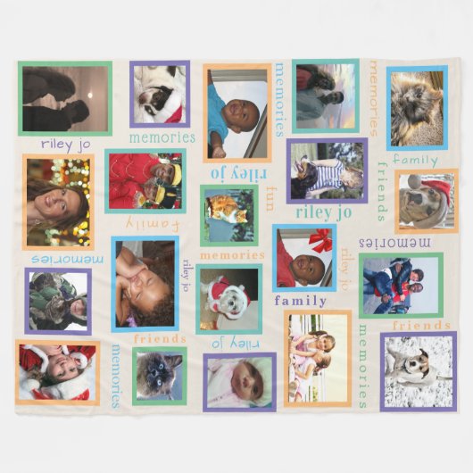 Erinnerungen Farbenfrohe große kleine 20-Foto Coll Fleecedecke (Vorderseite (Horizontal))