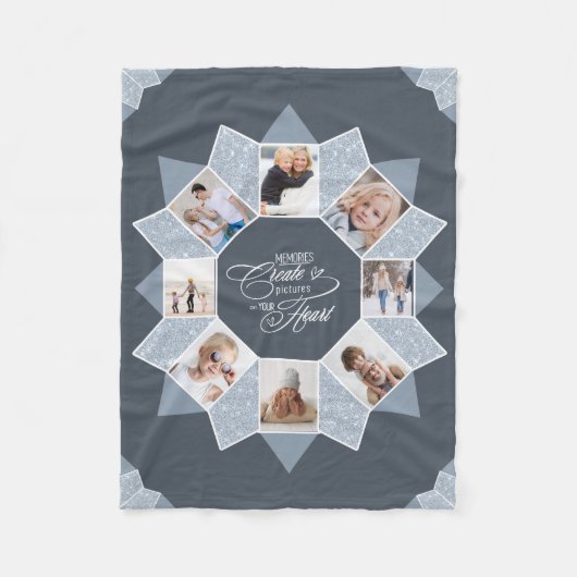 Erinnerungen Foto Collage Blue ID1016 Fleecedecke (Vorderseite)