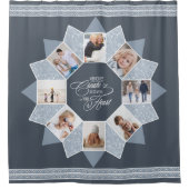 Erinnerungen Foto Collage Dusty Blue ID1016 Duschvorhang (Vorderseite)