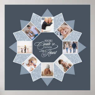 Erinnerungen Foto Collage Dusty Blue ID1016 Poster