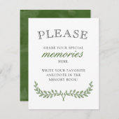 Erinnerungen für das Beileid "Grüne Kleider" Dankeskarte (Vorne/Hinten)