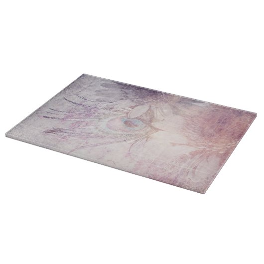 Erinnerungen: Gerbera Blume + Peacock Feather Schneidebrett (Ecke)