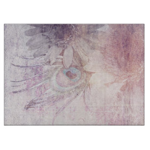 Erinnerungen: Gerbera Blume + Peacock Feather Schneidebrett