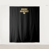 Erinnerungen Gold Black Wedding Foto Hintergrund Wandteppich (Vorderseite)