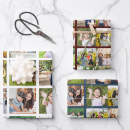 Erinnerungen in Bewegung: Anpassbare 16-FotoCollag Geschenkpapier Set