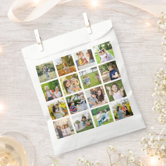 Erinnerungen in Bewegung: Anpassbare 16-FotoCollag Geschenktütchen (Ausgeschnitten)
