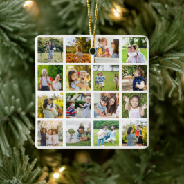 Erinnerungen in Bewegung: Anpassbare 16-FotoCollag Keramikornament