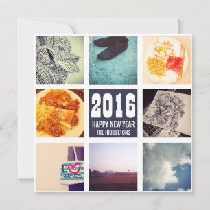 Erinnerungen Instagram Foto Collage 2016 Navy Blue Feiertagskarte