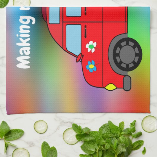 "Erinnerungen machen!" Campervan Teetuch Geschirrtuch (Gefaltet)