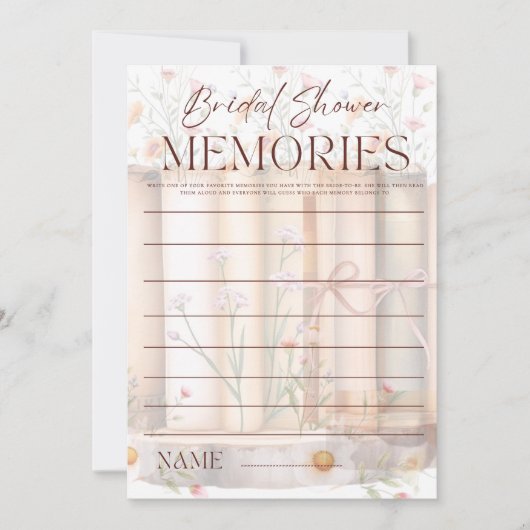 Erinnerungen mit dem Bride Brautparty Game (Vorderseite)