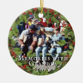 Erinnerungen mit Opa-Foto - Holzoberrahmen Keramik Ornament (Vorne)