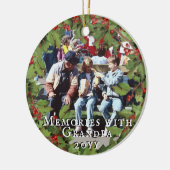 Erinnerungen mit Opa-Foto - Holzoberrahmen Keramik Ornament (Links)