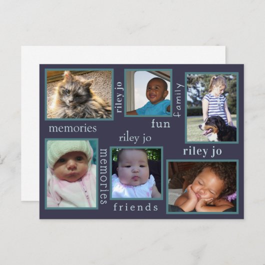 Erinnerungen Navy Blue jeder Fall 6 FotoCollage Postkarte (Vorne/Hinten)