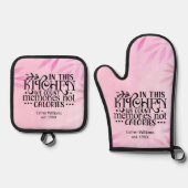 Erinnerungen Nicht Kalorien hell rosa Ofenhandschuh & Topflappen-Set (Vorderseite)