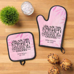 Erinnerungen Nicht Kalorien hell rosa Ofenhandschuh & Topflappen-Set