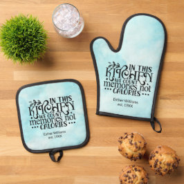 Erinnerungen Nicht kalorienblau Ofenhandschuh & Topflappen-Set