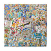 Erinnerungen. Park Güell. Großes Mosaik. Teil 1. Fliese (Vorderseite)