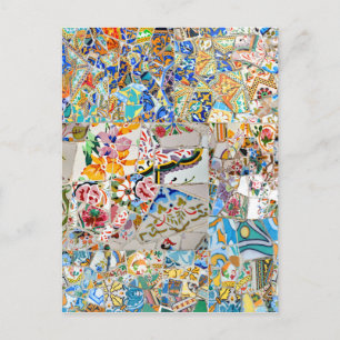 Erinnerungen. Park Güell. Großes Mosaik. Teil 1. Postkarte